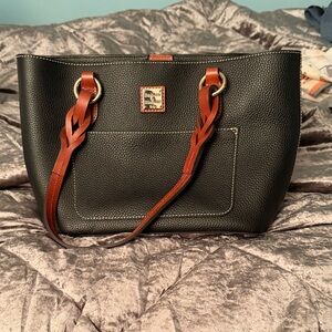 Dooney & Bourke Black Tote with Brown Accents